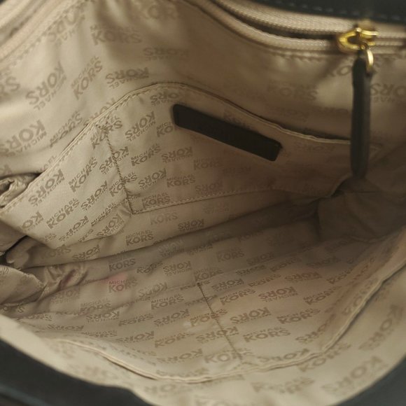 Michael Kors Womens Navy Leather Flap Front Inner Pockets Satchel Handbag Purse - Picture 5 of 15